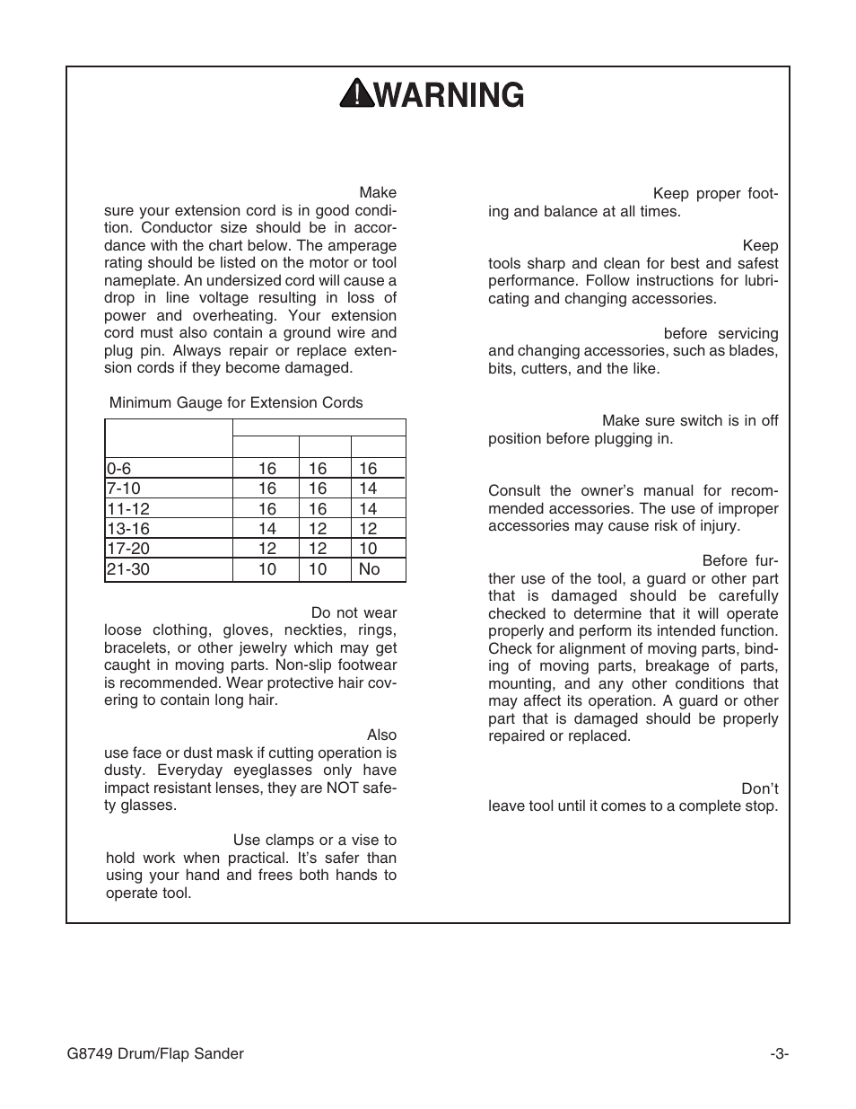 Safety instructions for power tools | Grizzly G8749 User Manual | Page 5 / 24