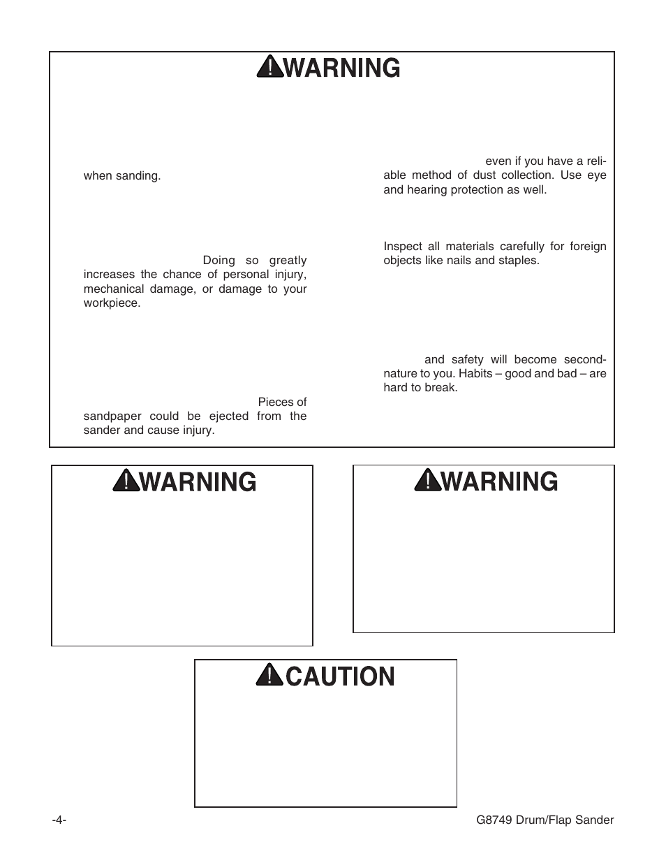 Additional safety instructions for the sander | Grizzly G8749 User Manual | Page 6 / 24