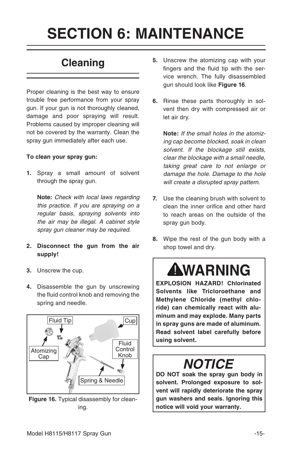 Notice, Cleaning | Grizzly H8115 User Manual | Page 15 / 24