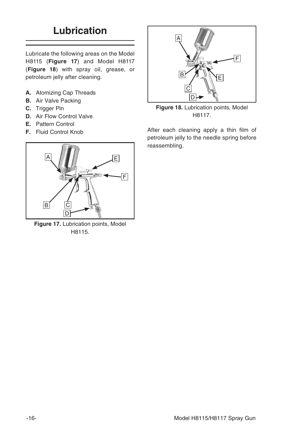 Lubrication | Grizzly H8115 User Manual | Page 16 / 24
