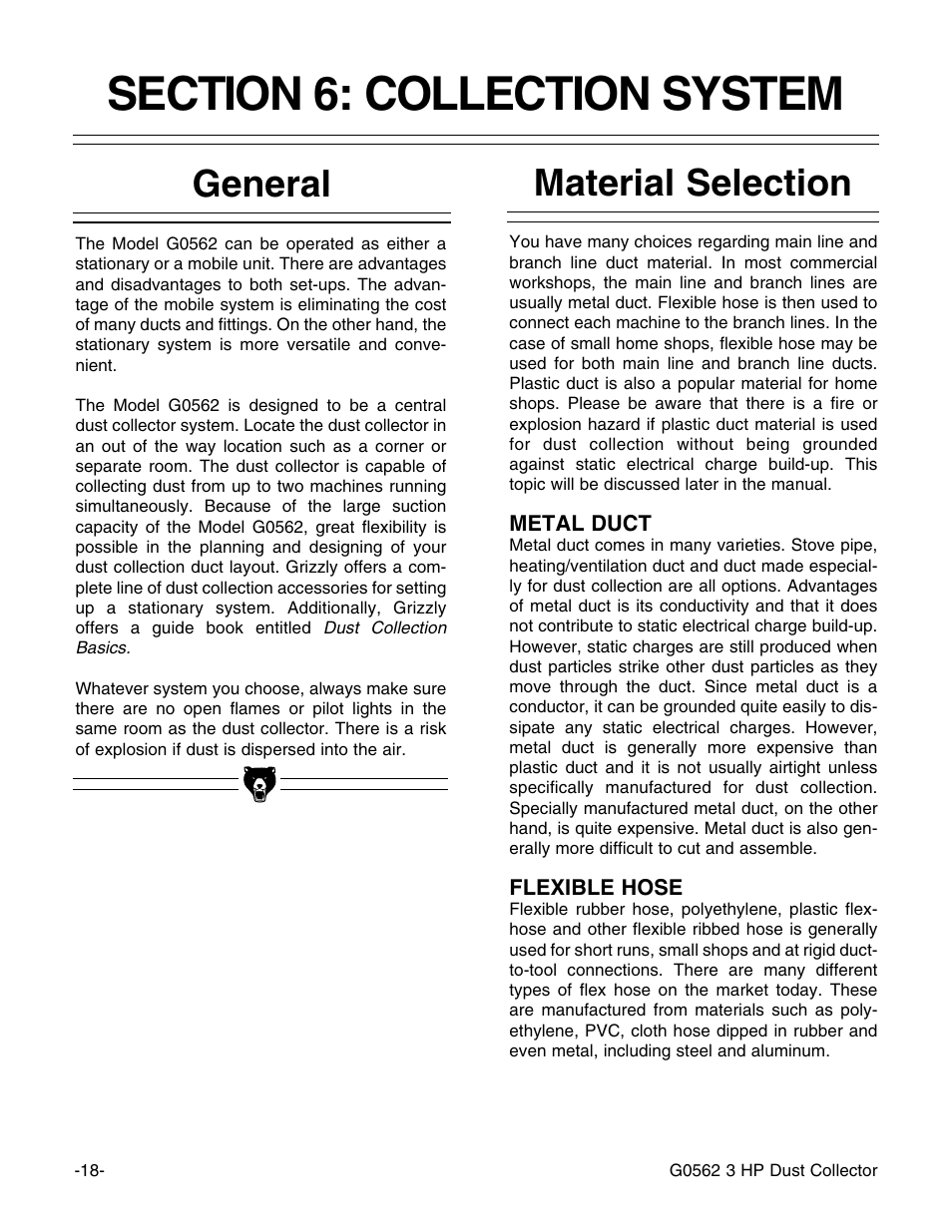 Material selection general | Grizzly Model G0562 User Manual | Page 20 / 36