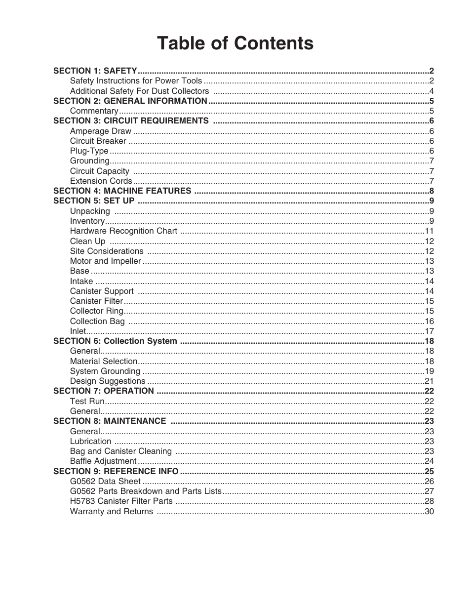 Grizzly Model G0562 User Manual | Page 3 / 36