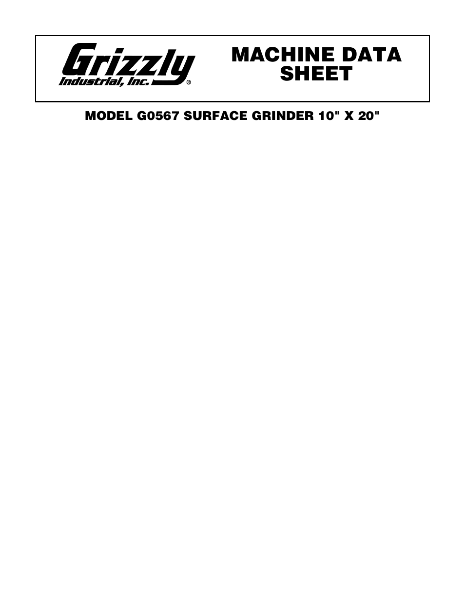 Grizzly G0567 User Manual | 3 pages