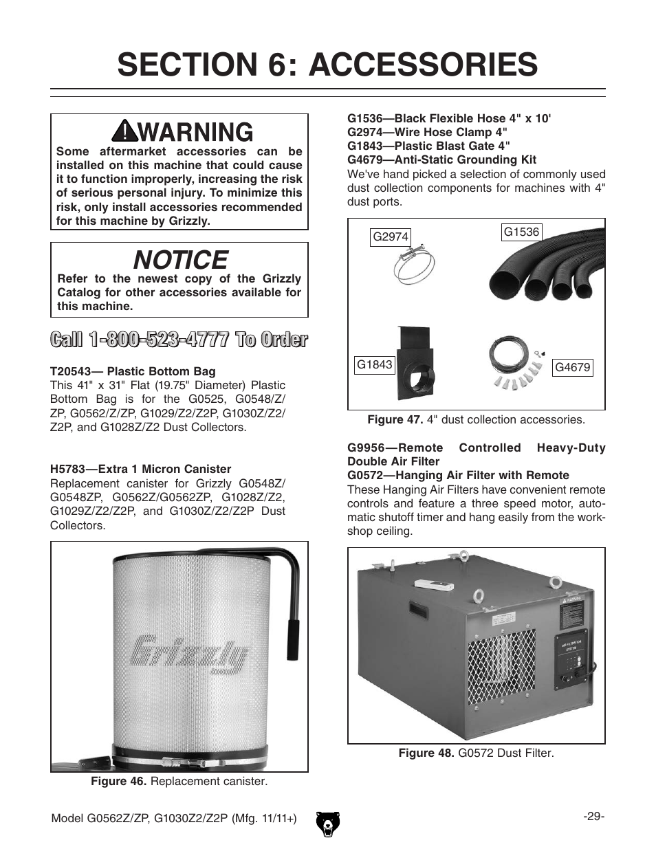 Notice | Grizzly G0562Z User Manual | Page 31 / 48