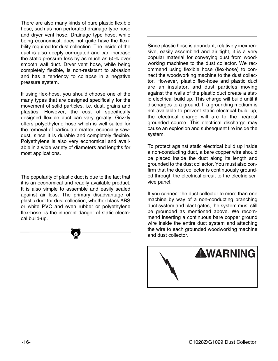 System grounding | Grizzly G1029 User Manual | Page 18 / 32