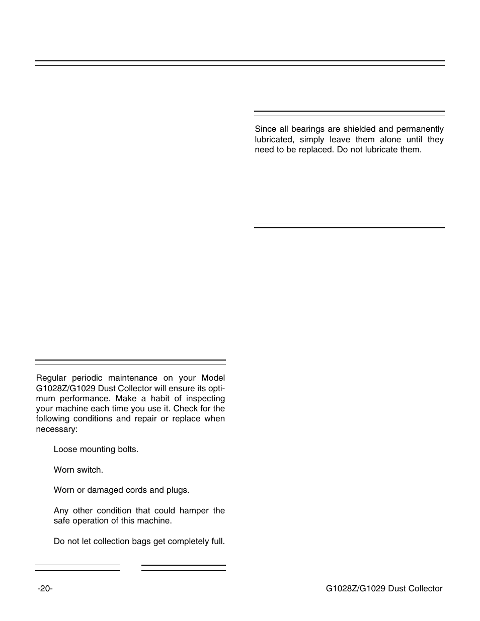 Lubrication bag cleaning, General | Grizzly G1029 User Manual | Page 22 / 32