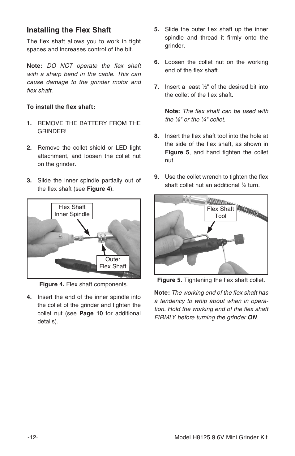 Installing the flex shaft | Grizzly H8125 User Manual | Page 14 / 20