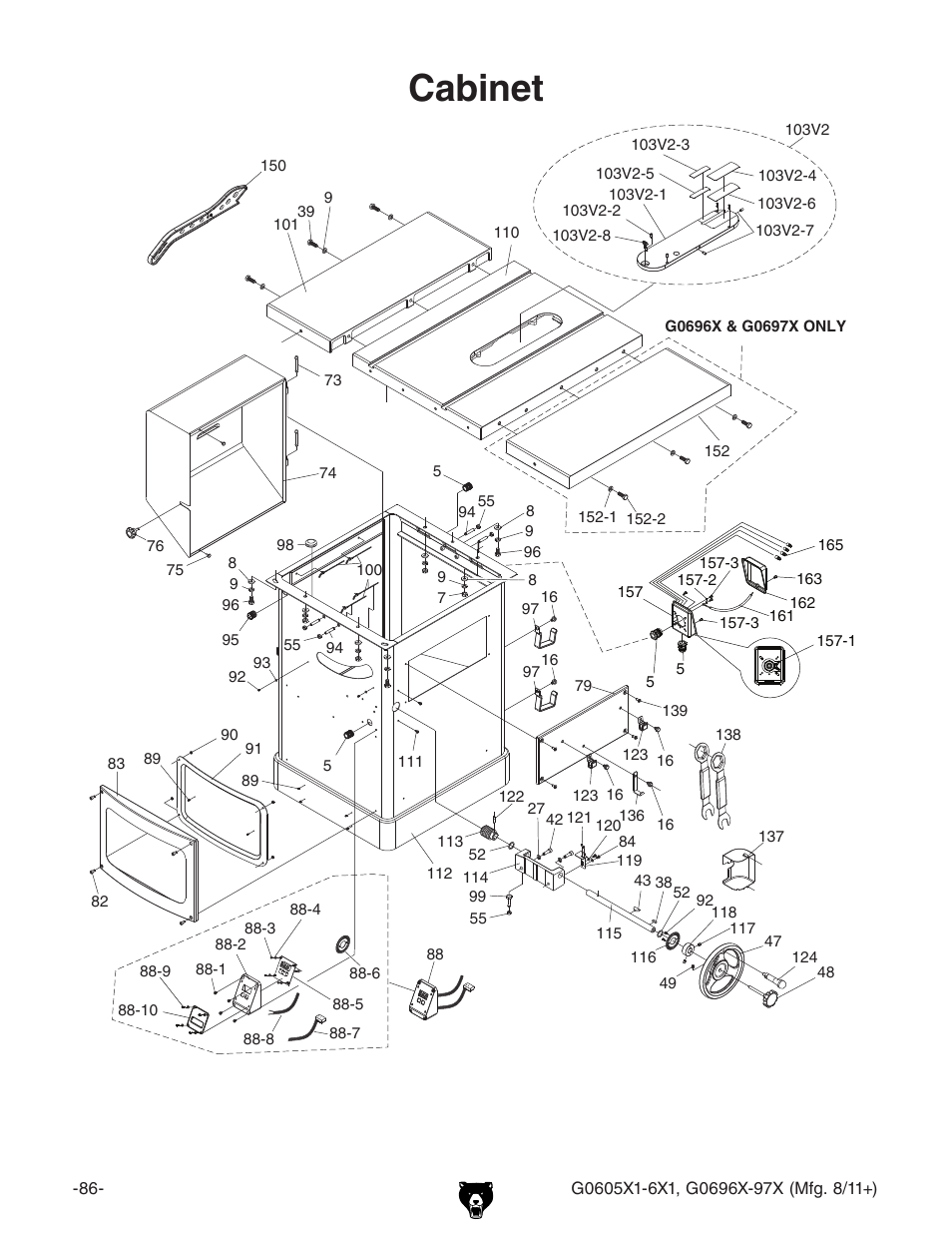 Cabinet | Grizzly G0696X User Manual | Page 89 / 101