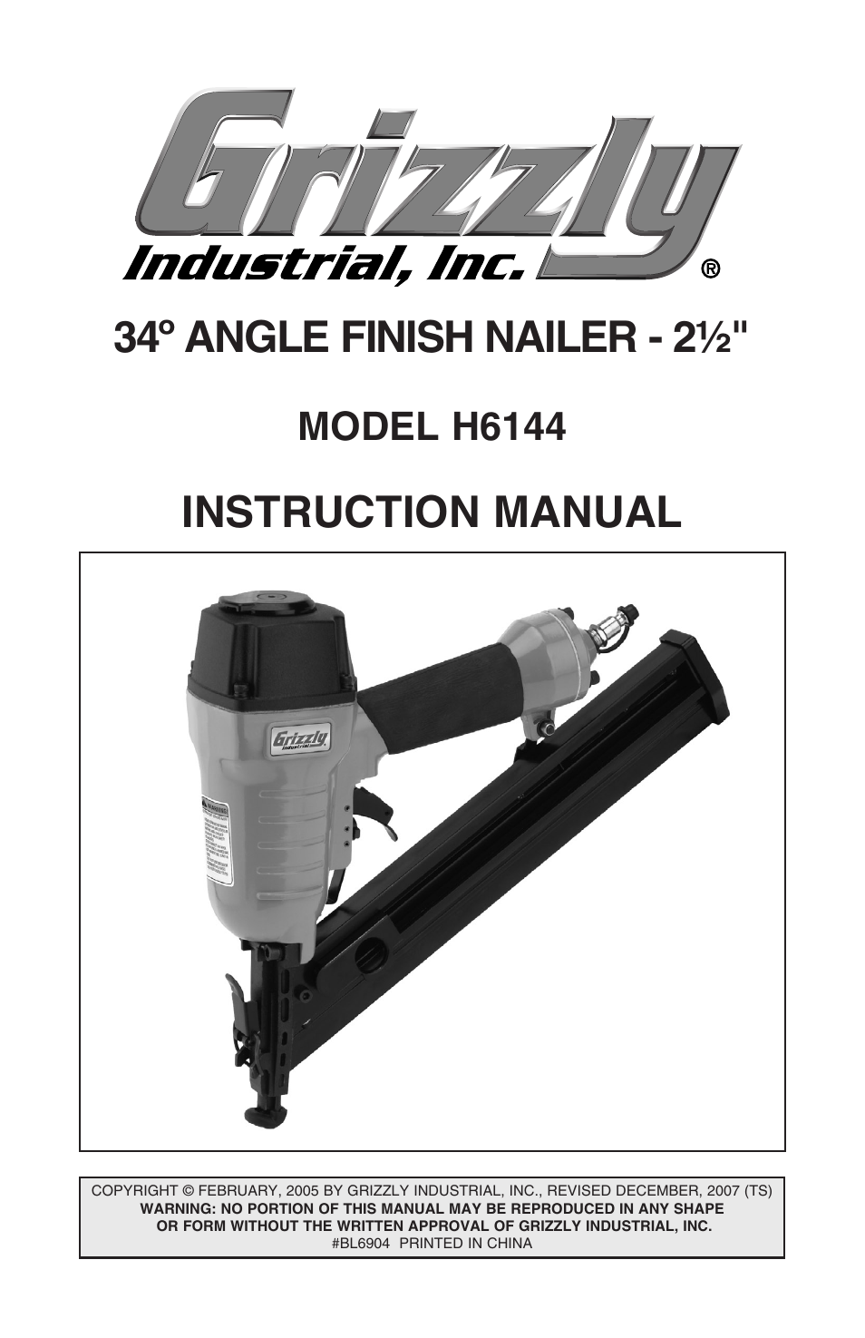 Grizzly H6144 User Manual | 20 pages