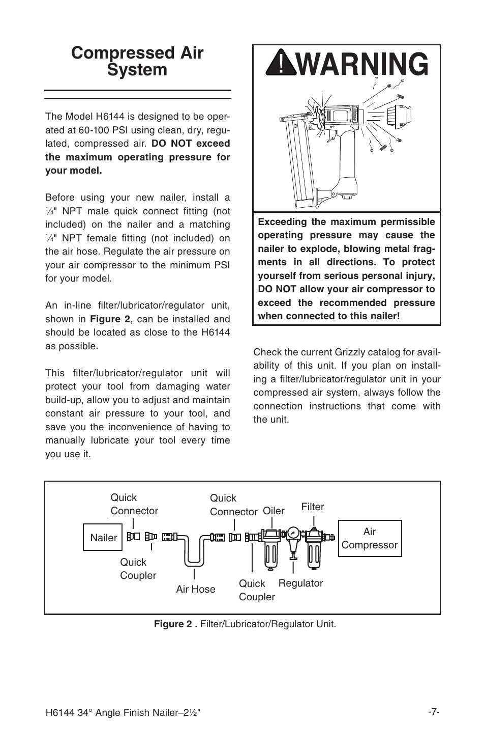 Compressed air system | Grizzly H6144 User Manual | Page 8 / 20