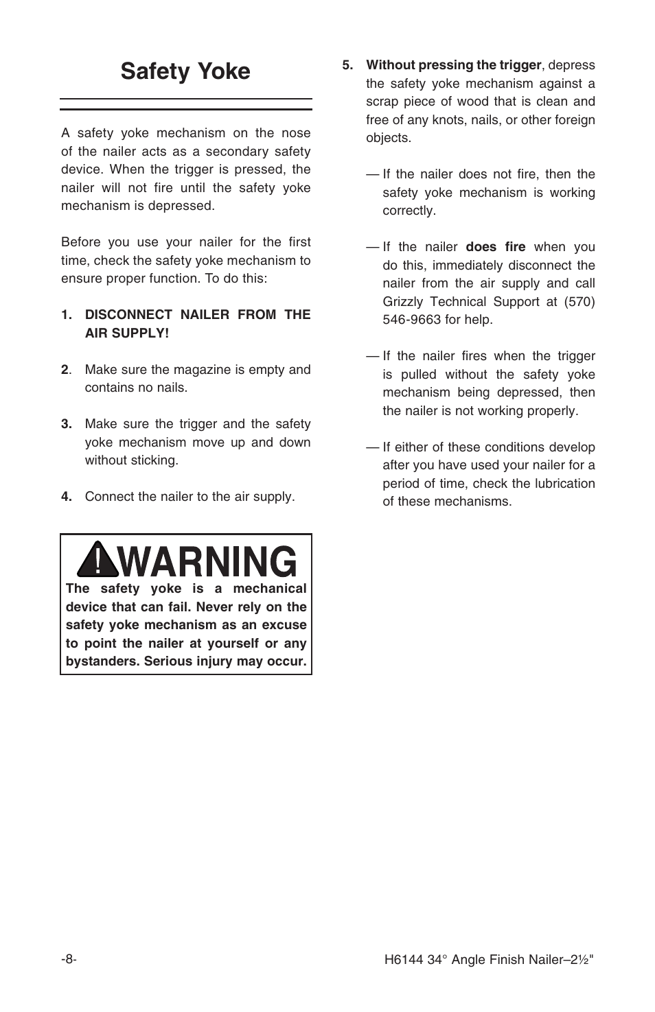 Safety yoke | Grizzly H6144 User Manual | Page 9 / 20