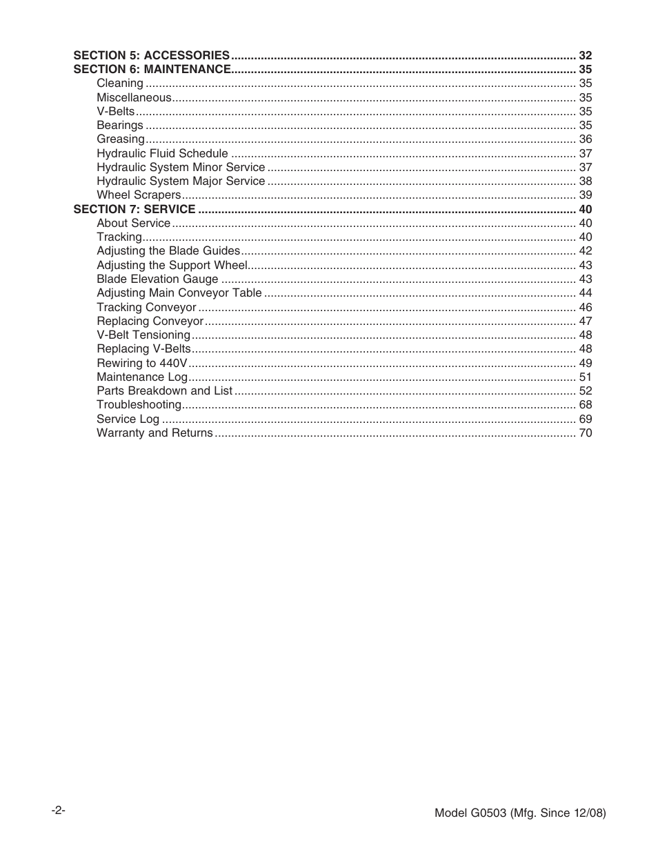 Grizzly G0503 User Manual | Page 4 / 76