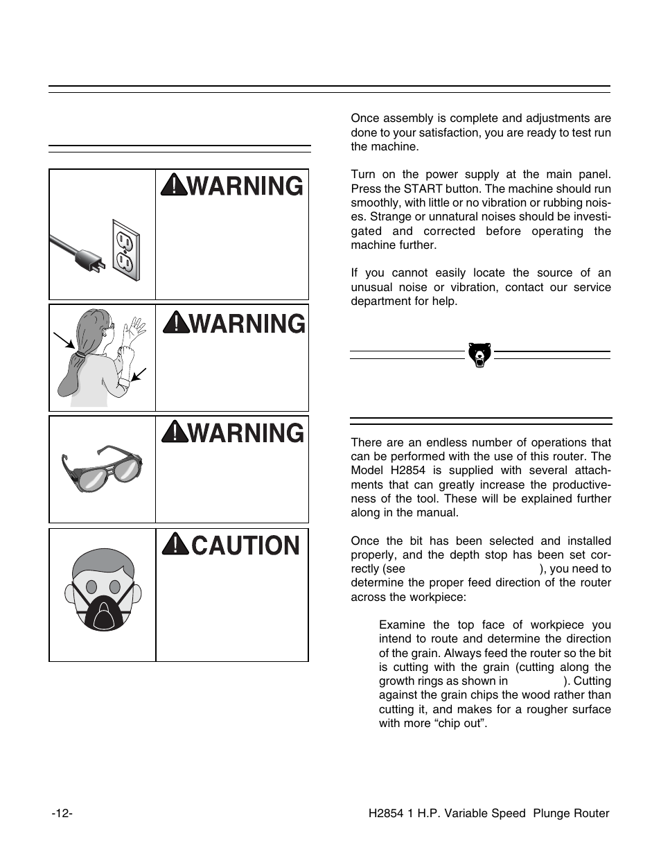 Test run general | Grizzly H2854 User Manual | Page 14 / 24