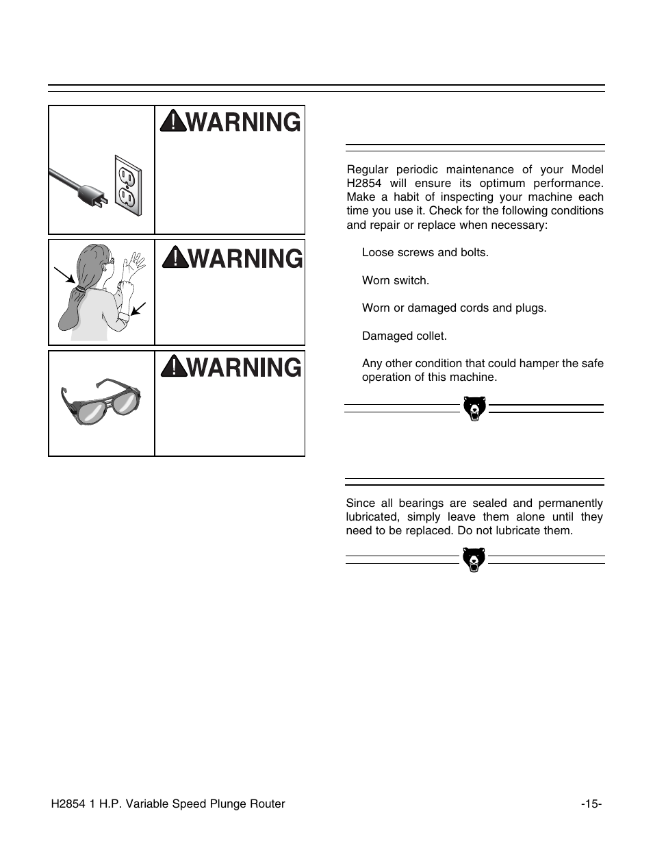 Lubrication, General | Grizzly H2854 User Manual | Page 17 / 24