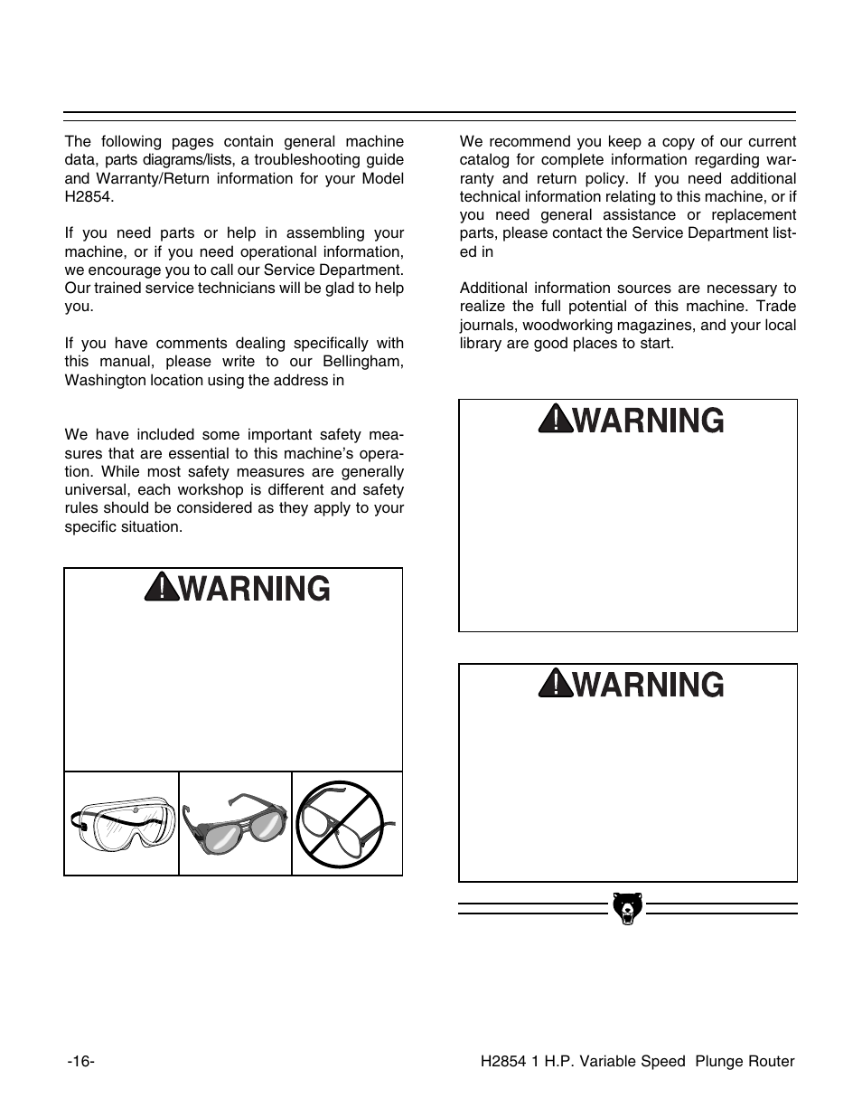 Grizzly H2854 User Manual | Page 18 / 24