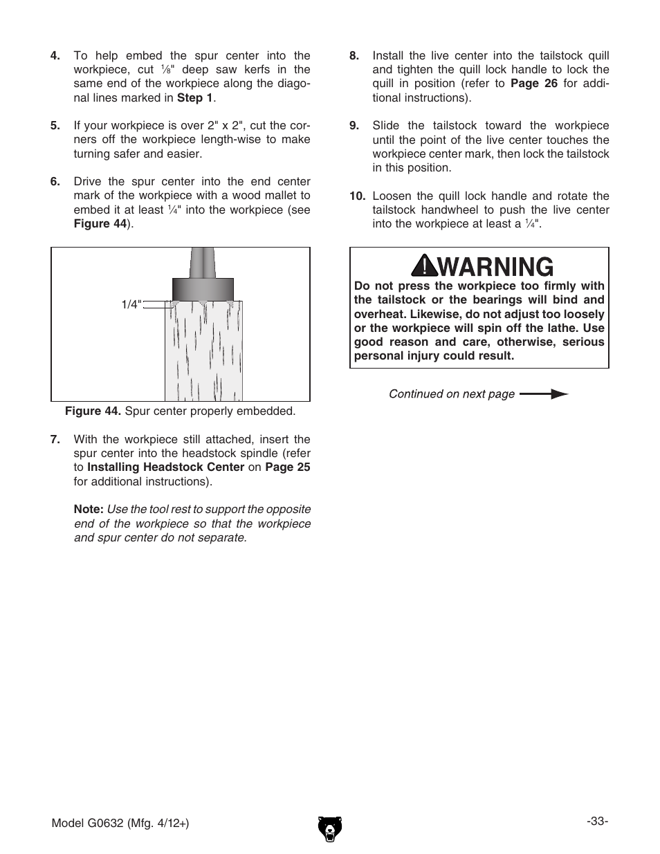 Grizzly Variable Speed Wood G0632 User Manual | Page 35 / 56