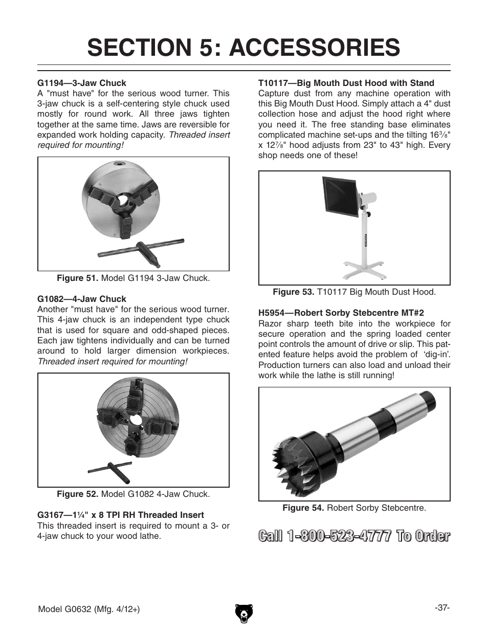 Grizzly Variable Speed Wood G0632 User Manual | Page 39 / 56