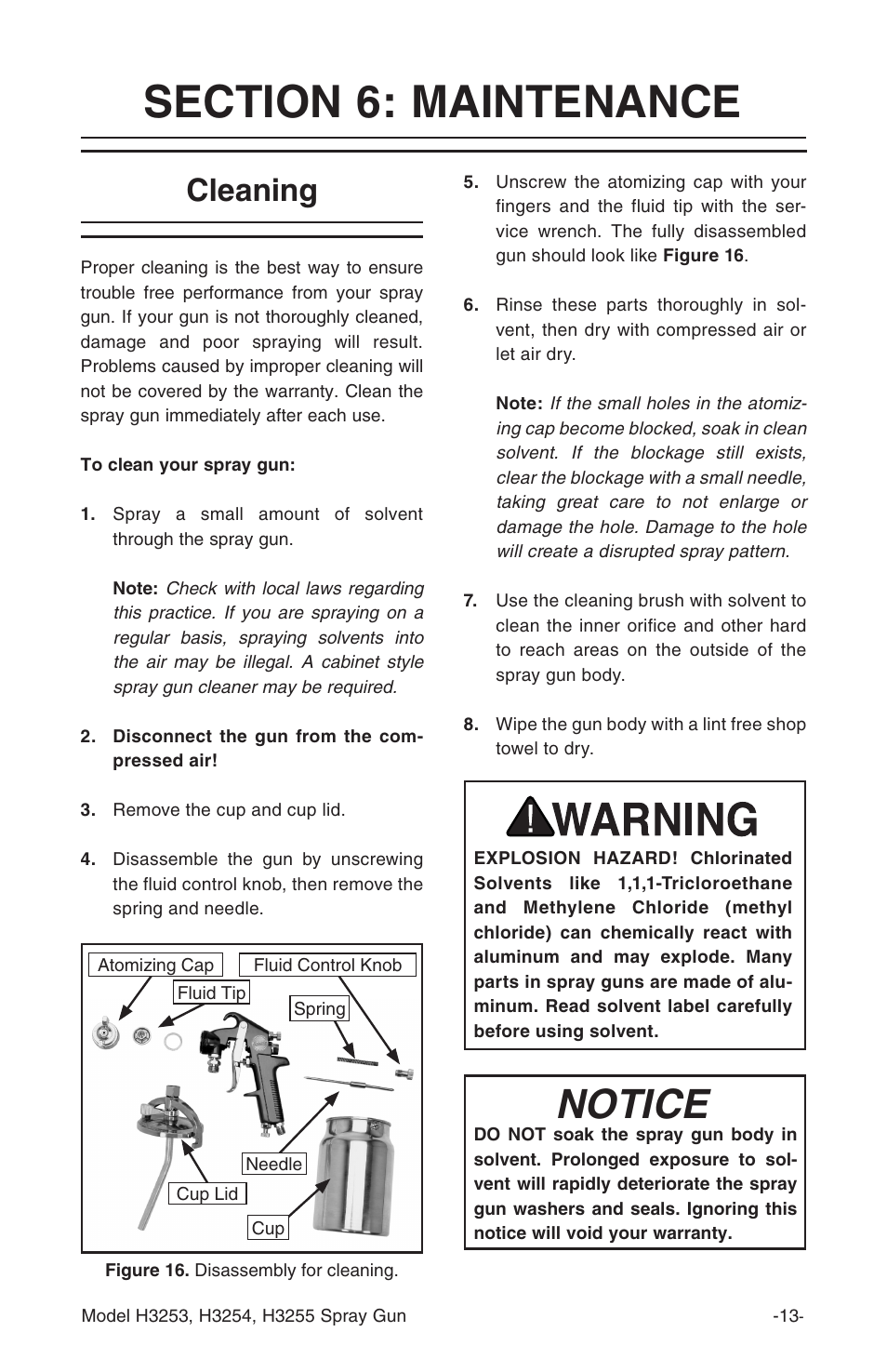 Notice, Cleaning | Grizzly H3253 User Manual | Page 13 / 24