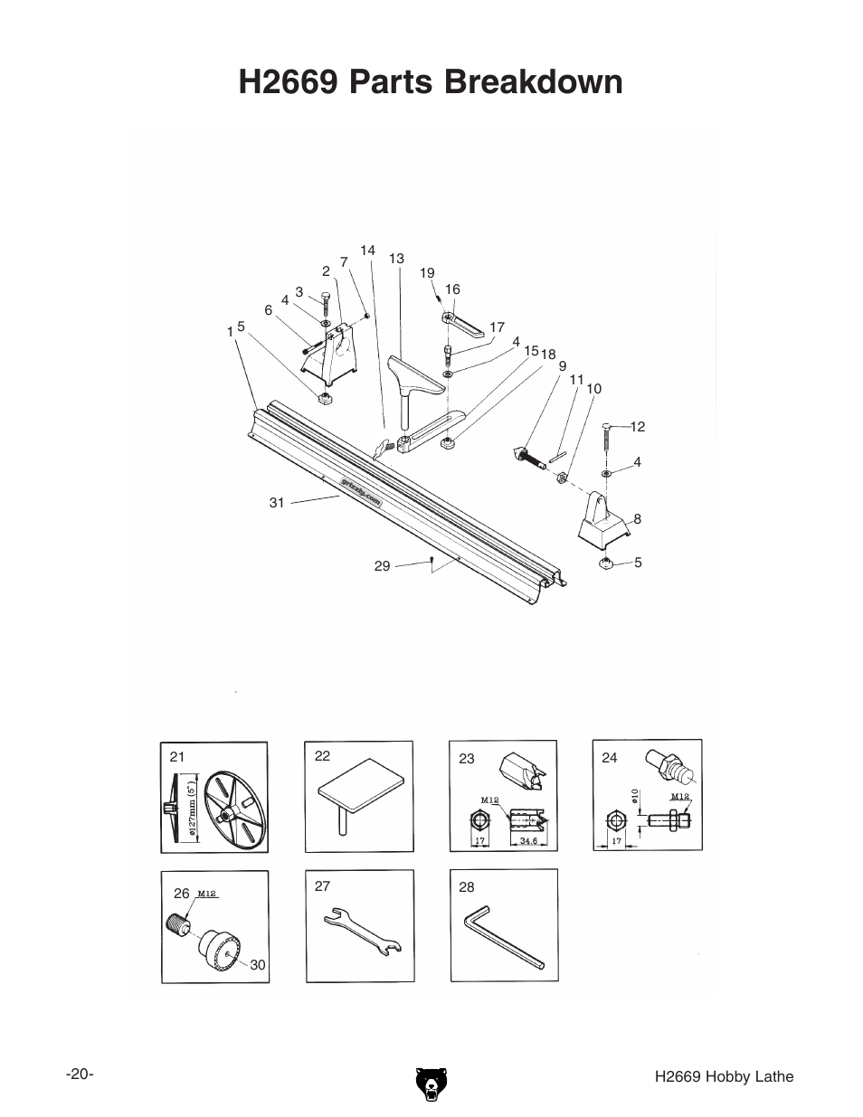 H2669 parts breakdown | Grizzly H2669 User Manual | Page 22 / 28