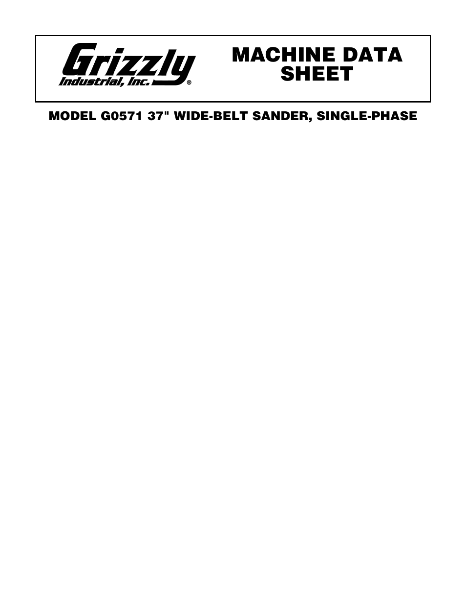 Grizzly G0571 User Manual | 3 pages