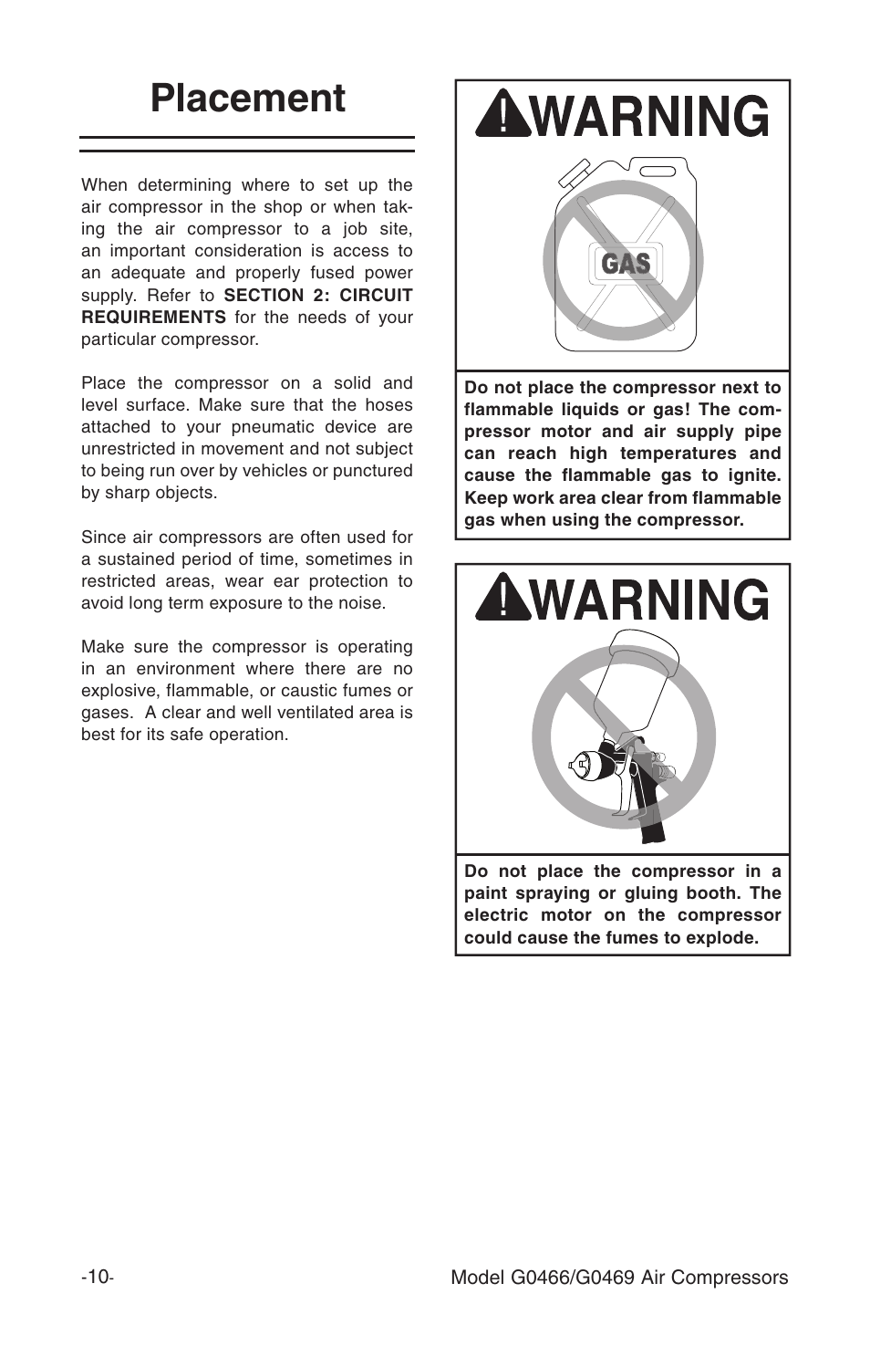 Placement | Grizzly G0466 User Manual | Page 12 / 32