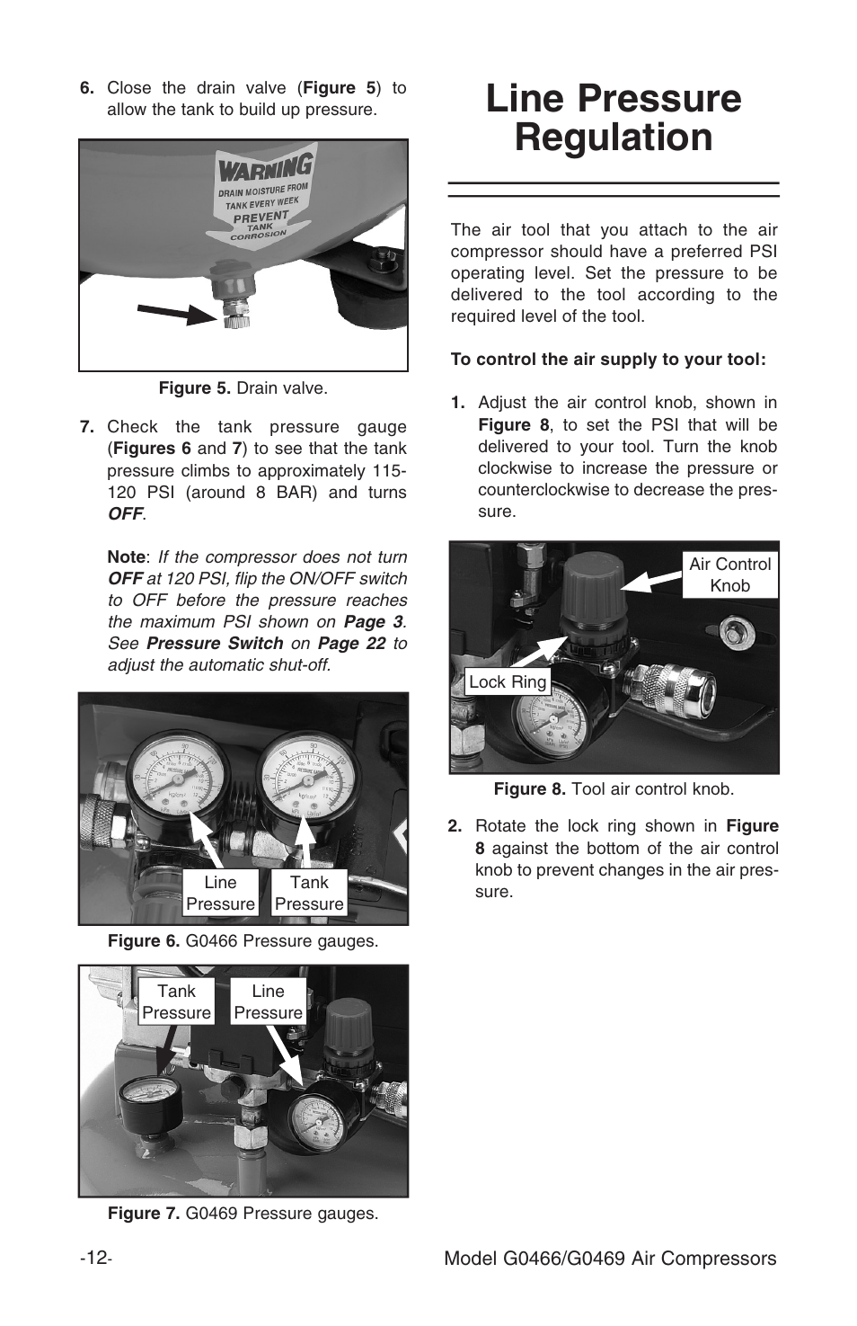 Line pressure regulation | Grizzly G0466 User Manual | Page 14 / 32