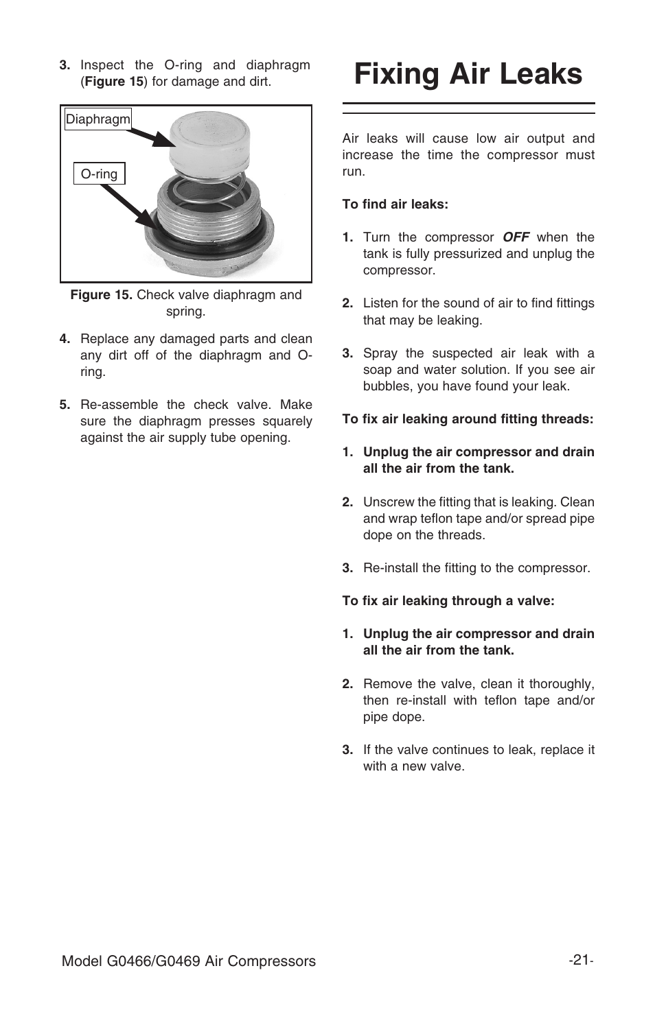 Fixing air leaks | Grizzly G0466 User Manual | Page 23 / 32