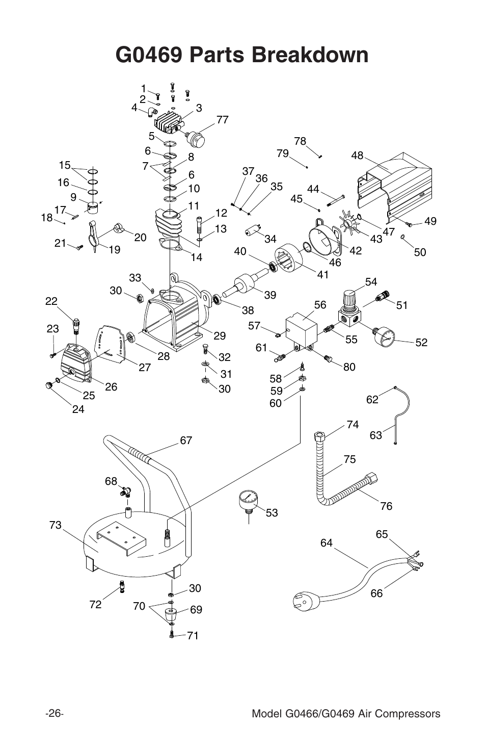 G0469 parts breakdown | Grizzly G0466 User Manual | Page 28 / 32