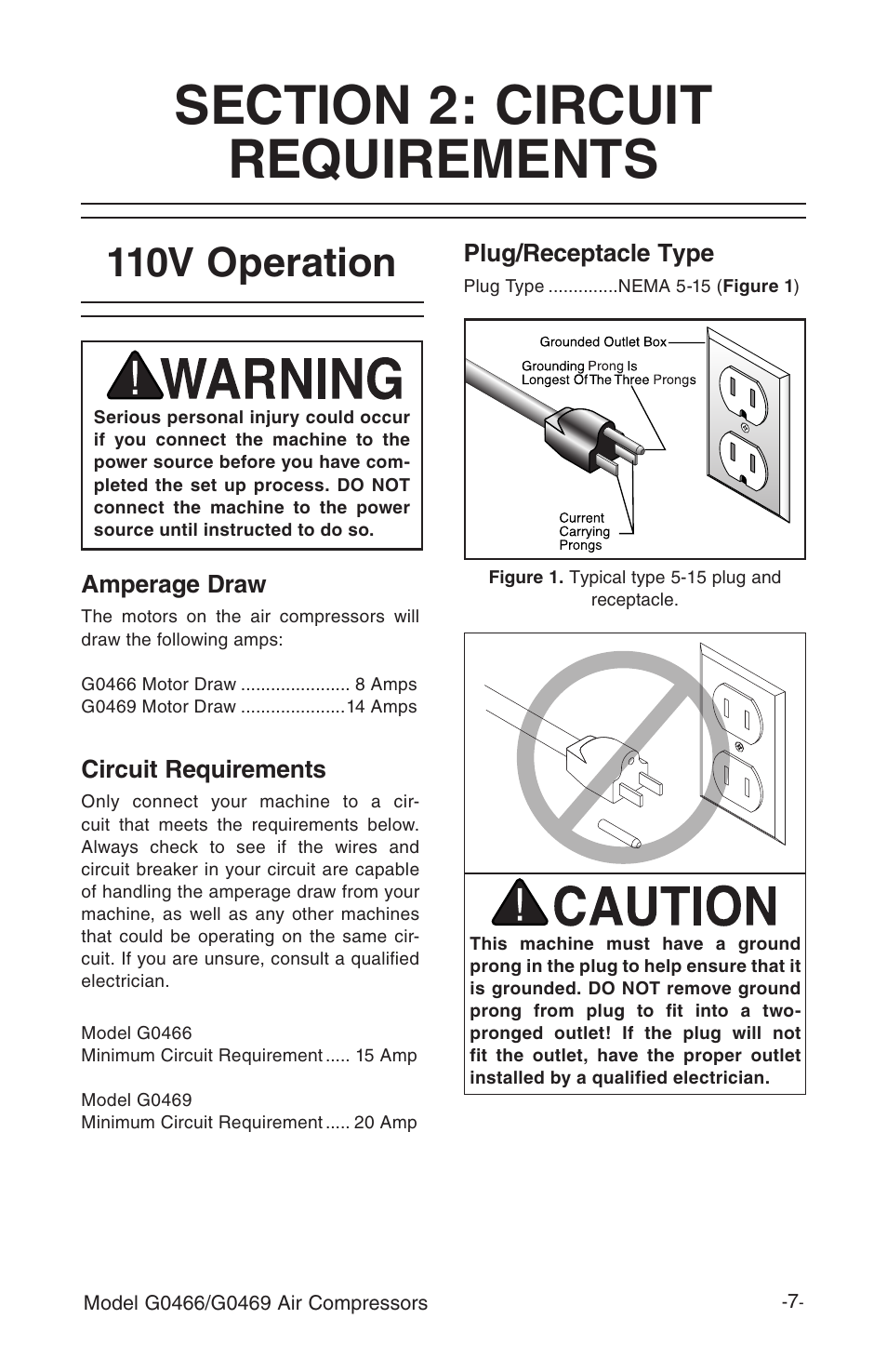 110v operation | Grizzly G0466 User Manual | Page 9 / 32