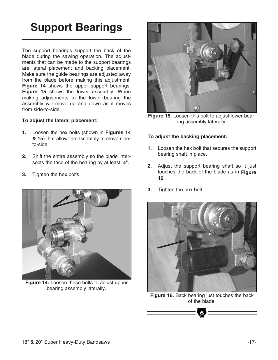 Support bearings | Grizzly G0507 User Manual | Page 19 / 56