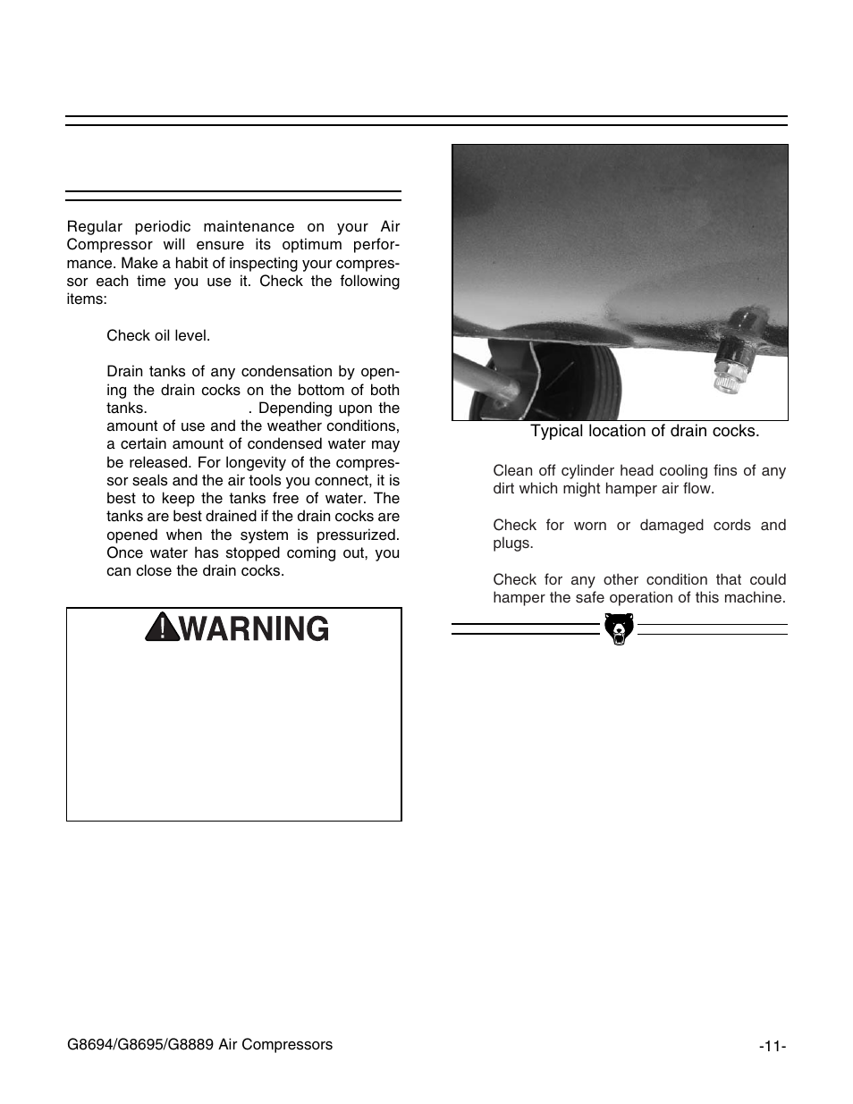 Maintenance, Each use | Grizzly G8694 User Manual | Page 12 / 17