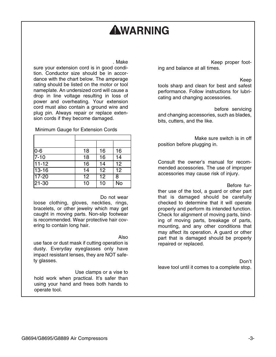 Safety instructions for power tools | Grizzly G8694 User Manual | Page 4 / 17