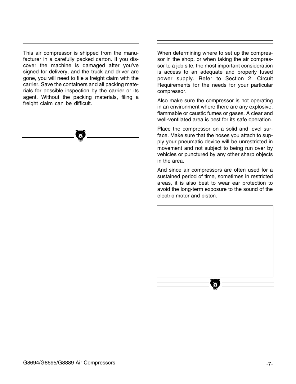 Unpacking, Site considerations, Notice | Grizzly G8694 User Manual | Page 8 / 17