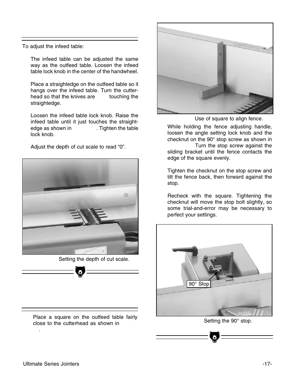 Infeed table, 90° fence stop | Grizzly G9859 User Manual | Page 19 / 56