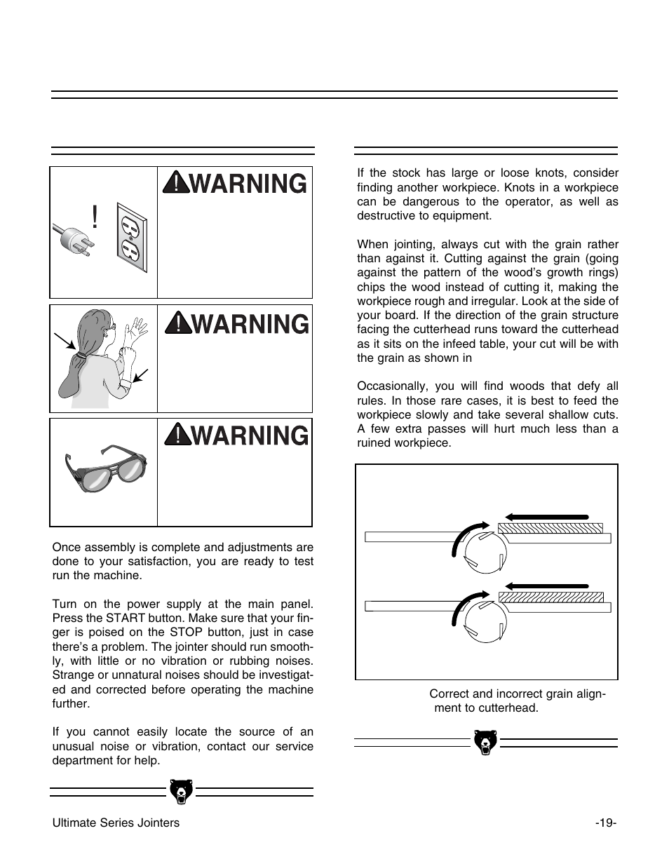 Test run stock inspection | Grizzly G9859 User Manual | Page 21 / 56