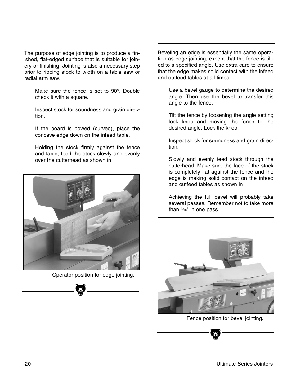 Edge jointing beveling | Grizzly G9859 User Manual | Page 22 / 56