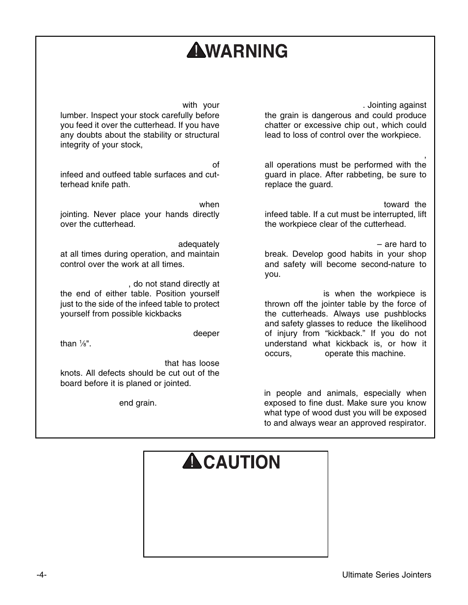 Additional safety instructions for jointers | Grizzly G9859 User Manual | Page 6 / 56
