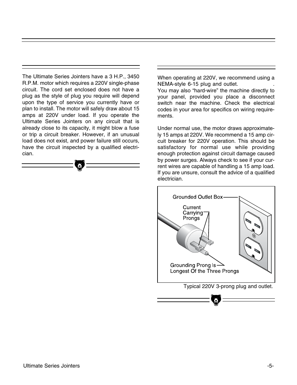 220v operation, Circuit load | Grizzly G9859 User Manual | Page 7 / 56