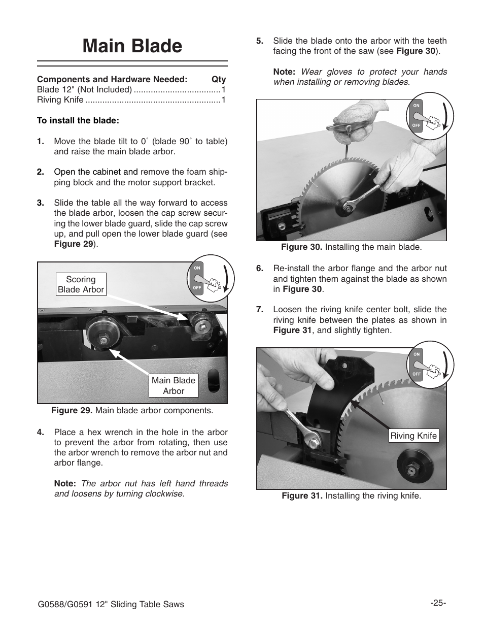 Main blade | Grizzly G0588/G0591 User Manual | Page 33 / 82