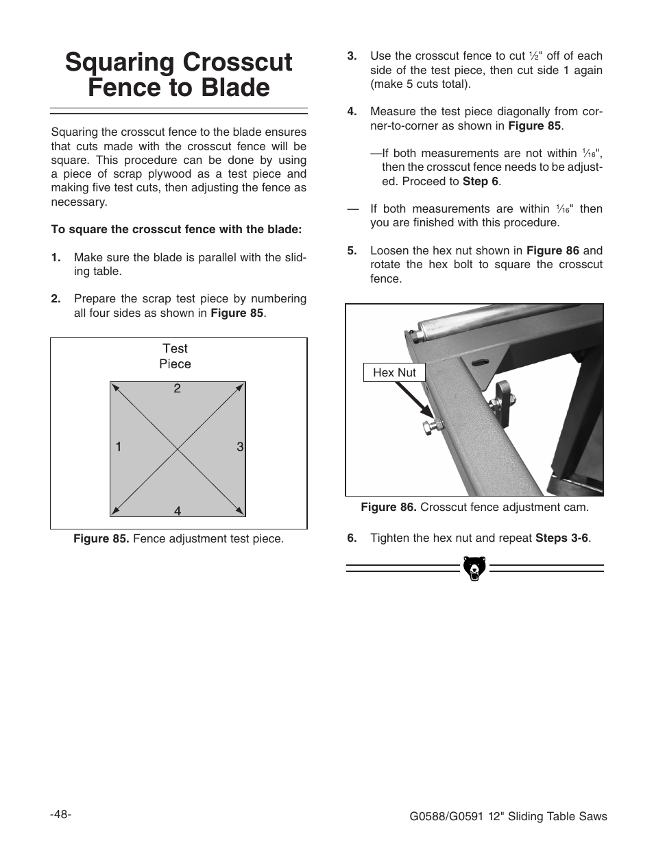 Squaring crosscut fence to blade | Grizzly G0588/G0591 User Manual | Page 56 / 82