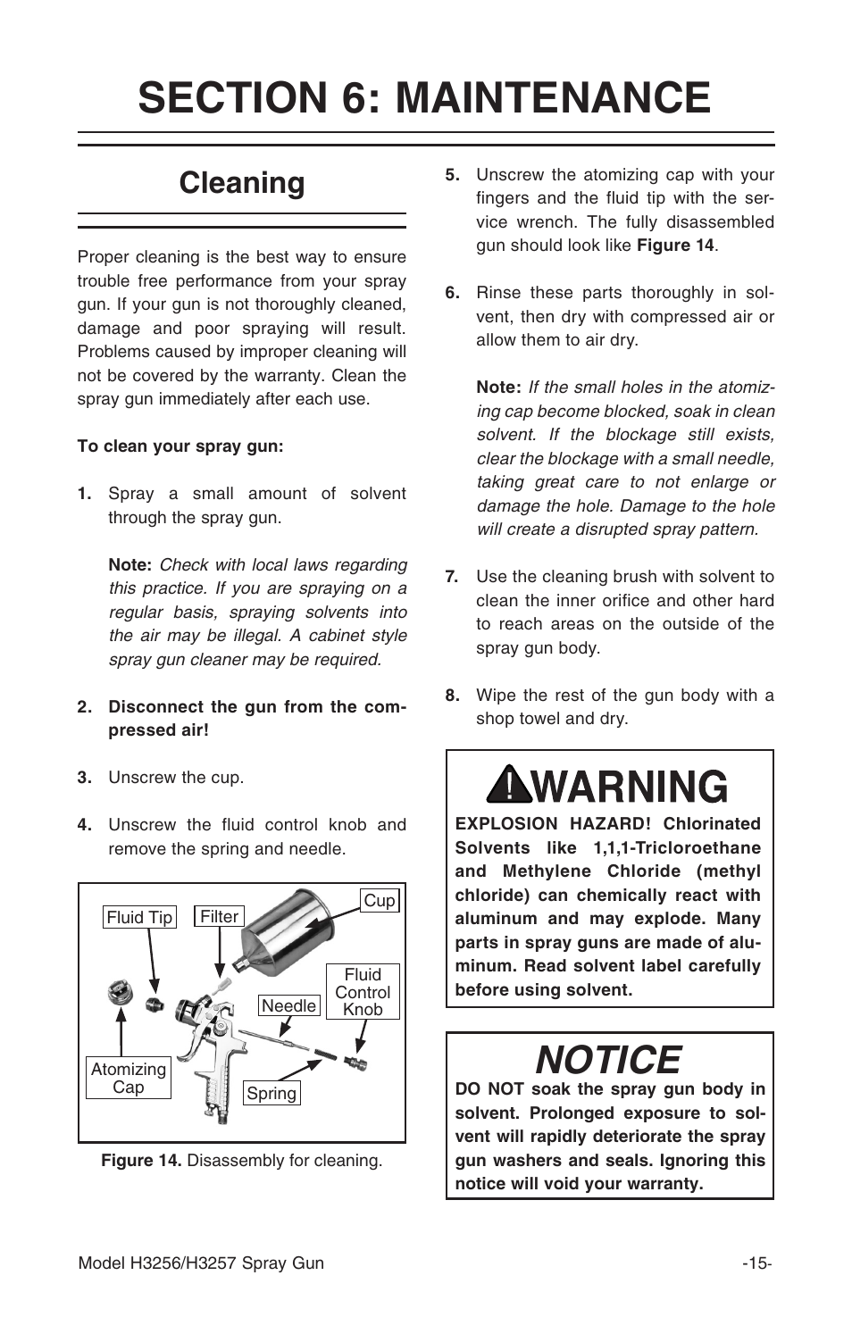 Notice, Cleaning | Grizzly H3256 User Manual | Page 15 / 24