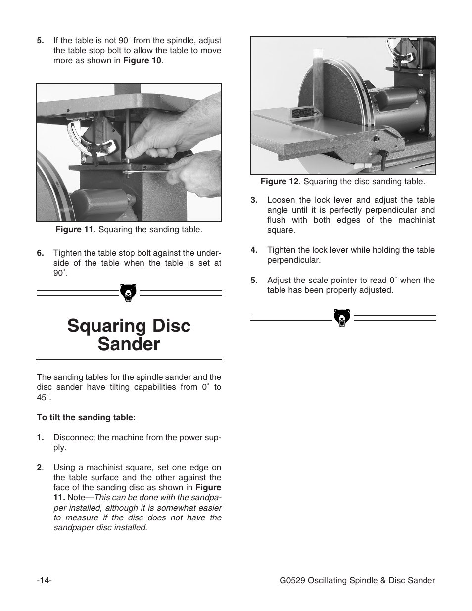 Squaring disc sander | Grizzly G0529 User Manual | Page 16 / 36