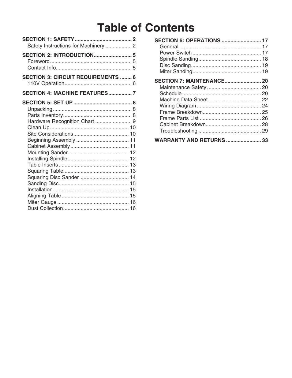 Grizzly G0529 User Manual | Page 3 / 36