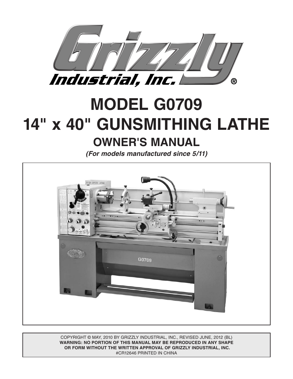 Grizzly G0709 User Manual | 112 pages