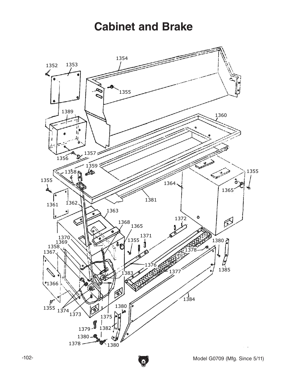 Cabinet and brake | Grizzly G0709 User Manual | Page 104 / 112