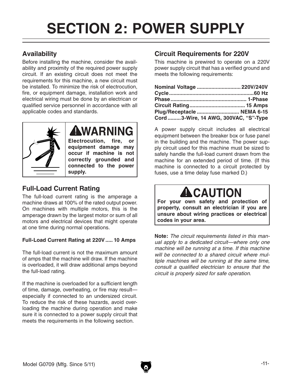 Grizzly G0709 User Manual | Page 13 / 112