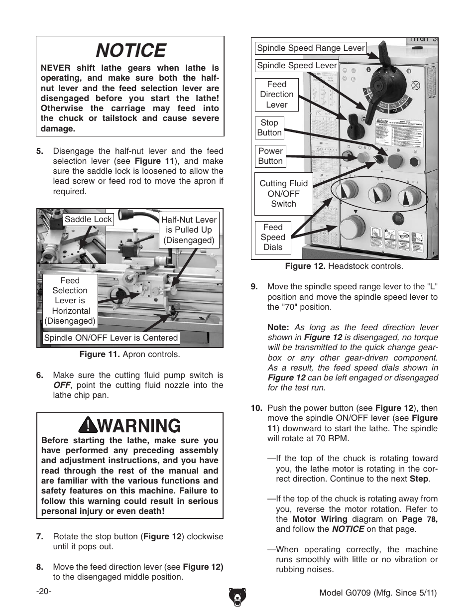 Notice | Grizzly G0709 User Manual | Page 22 / 112