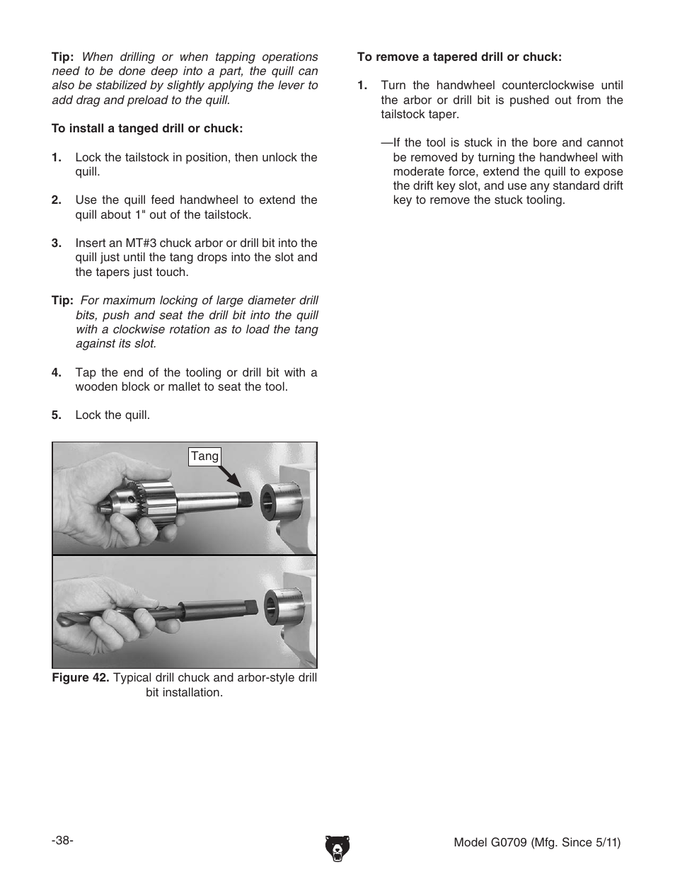 Grizzly G0709 User Manual | Page 40 / 112