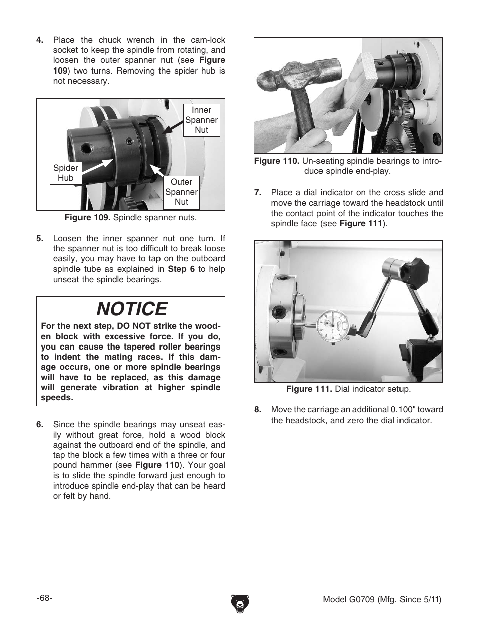 Notice | Grizzly G0709 User Manual | Page 70 / 112