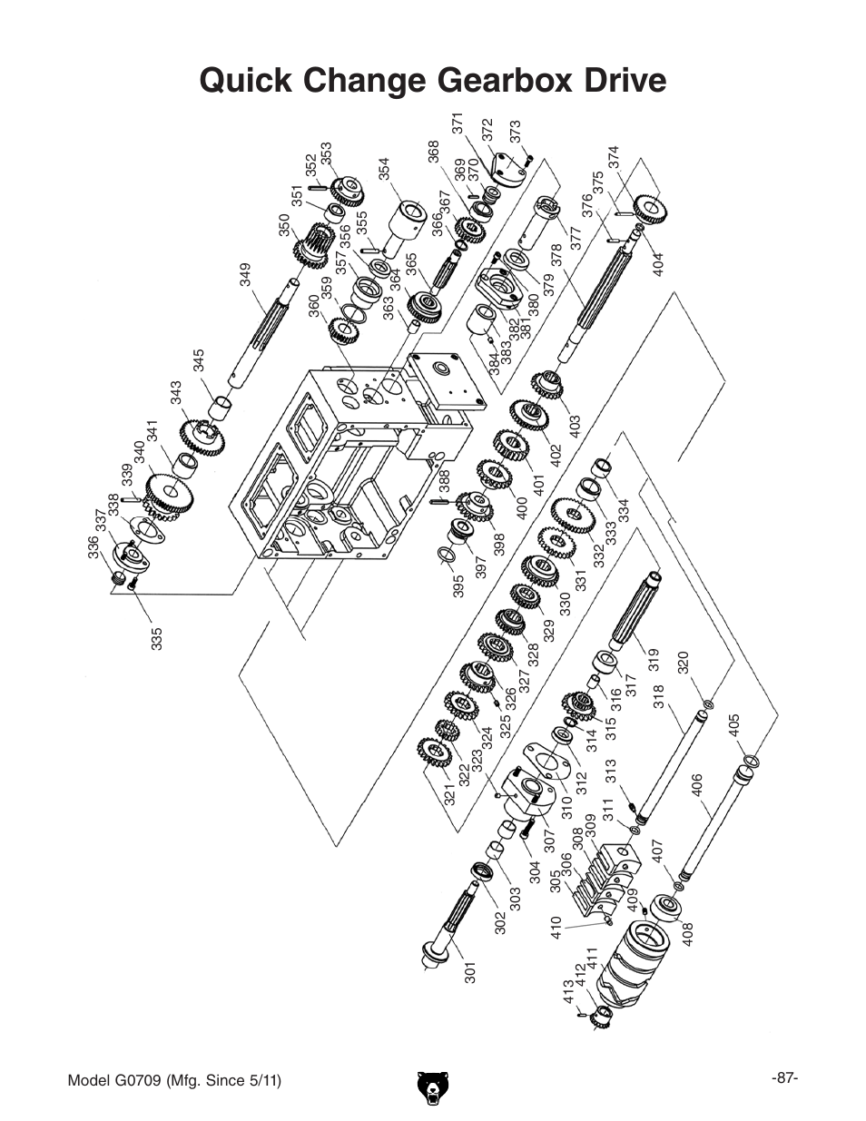 Quick change gearbox drive | Grizzly G0709 User Manual | Page 89 / 112